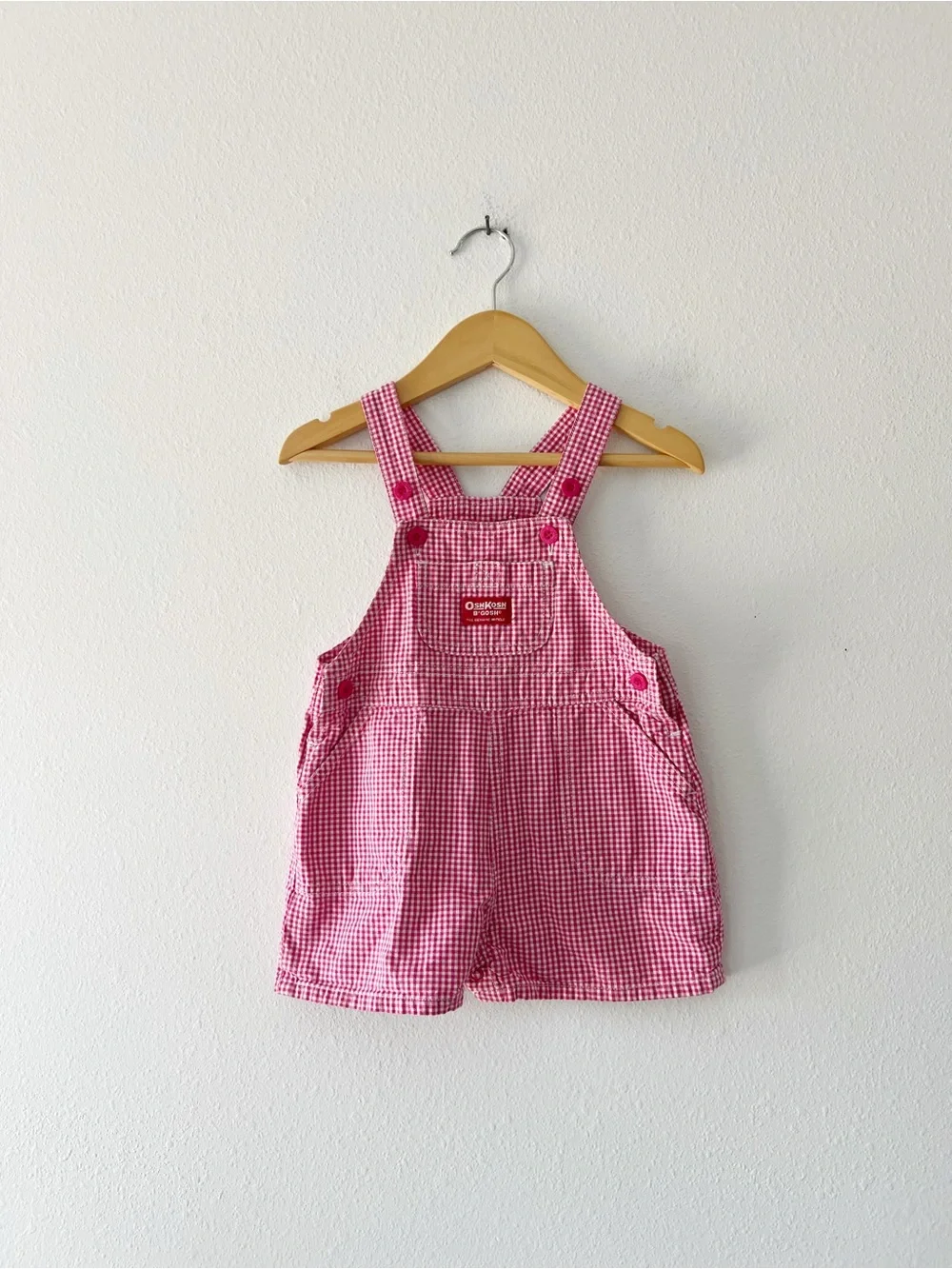 OSHKOSH | Pink Gingham Cotton Overalls | 12 mos